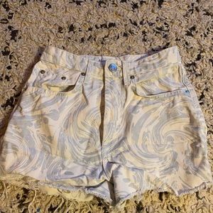 Zara patterned cutoff denim shorts